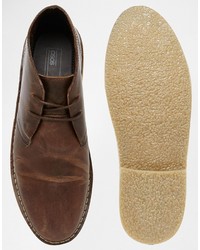 dunkelrote Chukka-Stiefel aus Leder von Asos