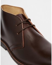 dunkelrote Chukka-Stiefel aus Leder von Asos