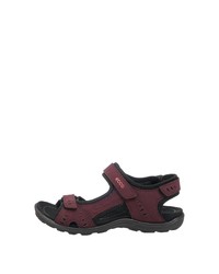 dunkelrote flache Sandalen aus Leder von Ecco