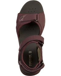 dunkelrote flache Sandalen aus Leder von Geox