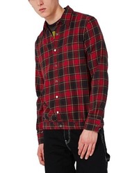 dunkelrote Flanell Shirtjacke