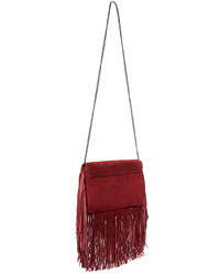 dunkelrote Leder Clutch mit Fransen von Loeffler Randall