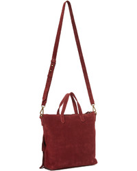 dunkelrote Shopper Tasche aus Wildleder mit Fransen von Madewell