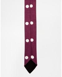 dunkelrote gepunktete Krawatte von Reclaimed Vintage