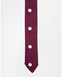 dunkelrote gepunktete Krawatte von Reclaimed Vintage