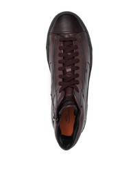 dunkelrote hohe Sneakers aus Leder von Santoni