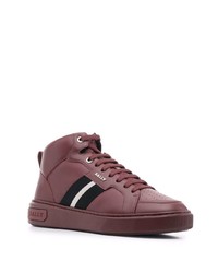 dunkelrote hohe Sneakers aus Leder von Bally