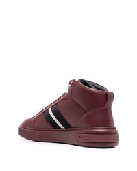 dunkelrote hohe Sneakers aus Leder von Bally