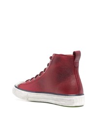 dunkelrote hohe Sneakers aus Leder von Philipp Plein