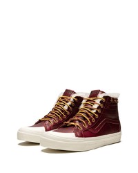 dunkelrote hohe Sneakers aus Leder von Vans