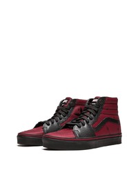 dunkelrote hohe Sneakers aus Leder von Vans