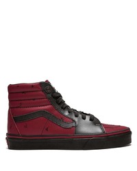 dunkelrote hohe Sneakers aus Leder von Vans