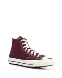 dunkelrote hohe Sneakers aus Segeltuch von Converse