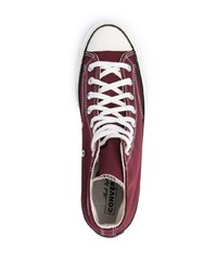 dunkelrote hohe Sneakers aus Segeltuch von Converse