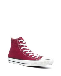 dunkelrote hohe Sneakers aus Segeltuch von Converse