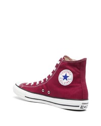 dunkelrote hohe Sneakers aus Segeltuch von Converse