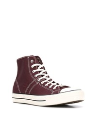 dunkelrote hohe Sneakers aus Segeltuch von Converse