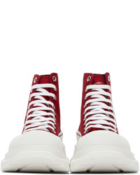 dunkelrote hohe Sneakers aus Segeltuch von Alexander McQueen