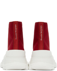 dunkelrote hohe Sneakers aus Segeltuch von Alexander McQueen