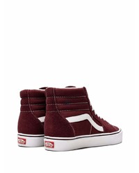 dunkelrote hohe Sneakers aus Segeltuch von Vans