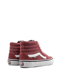 dunkelrote hohe Sneakers aus Segeltuch von Vans