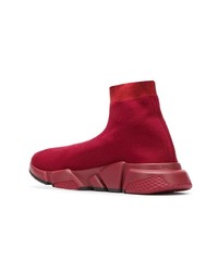 dunkelrote hohe Sneakers aus Segeltuch von Balenciaga