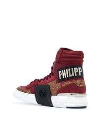 dunkelrote hohe Sneakers aus Wildleder von Philipp Plein