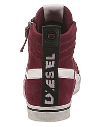 dunkelrote hohe Sneakers aus Wildleder von Diesel