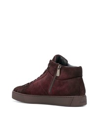 dunkelrote hohe Sneakers aus Wildleder von Santoni