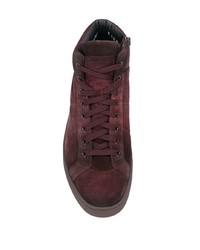 dunkelrote hohe Sneakers aus Wildleder von Santoni