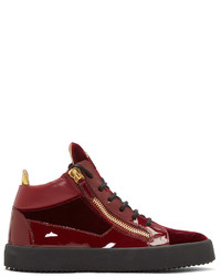 dunkelrote hohe Sneakers von Giuseppe Zanotti