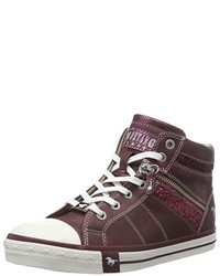 dunkelrote hohe Sneakers von Mustang