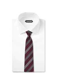 dunkelrote horizontal gestreifte Krawatte von Tom Ford