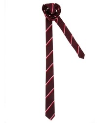 dunkelrote horizontal gestreifte Krawatte von Asos