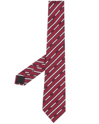 dunkelrote horizontal gestreifte Krawatte von Moschino