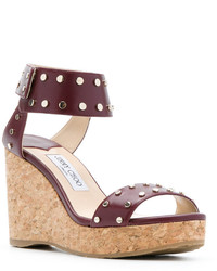 dunkelrote Keilsandaletten von Jimmy Choo