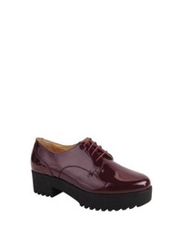 dunkelrote klobige Leder Oxford Schuhe