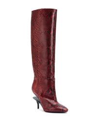 dunkelrote kniehohe Stiefel aus Leder von Maison Margiela