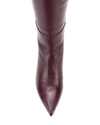 dunkelrote kniehohe Stiefel aus Leder von Stuart Weitzman