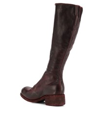 dunkelrote kniehohe Stiefel aus Leder von Guidi