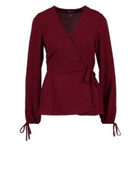 dunkelrote Langarmbluse von New Look
