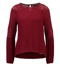 dunkelrote Langarmbluse von Superdry