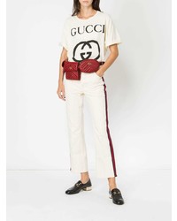 dunkelrote Leder Bauchtasche von Gucci