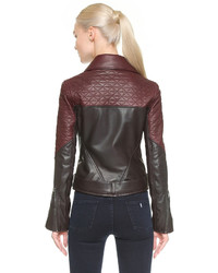 dunkelrote Leder Bikerjacke von Maiyet