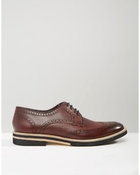 dunkelrote Leder Brogues von Ted Baker