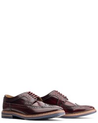 dunkelrote Leder Brogues von Base London