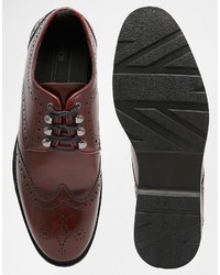 dunkelrote Leder Brogues von Asos