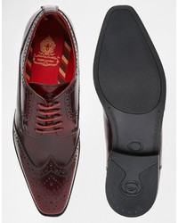 dunkelrote Leder Brogues von Base London