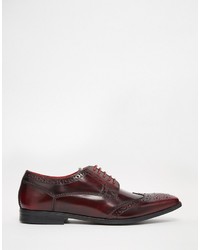 dunkelrote Leder Brogues von Base London