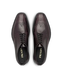 dunkelrote Leder Brogues von Prada